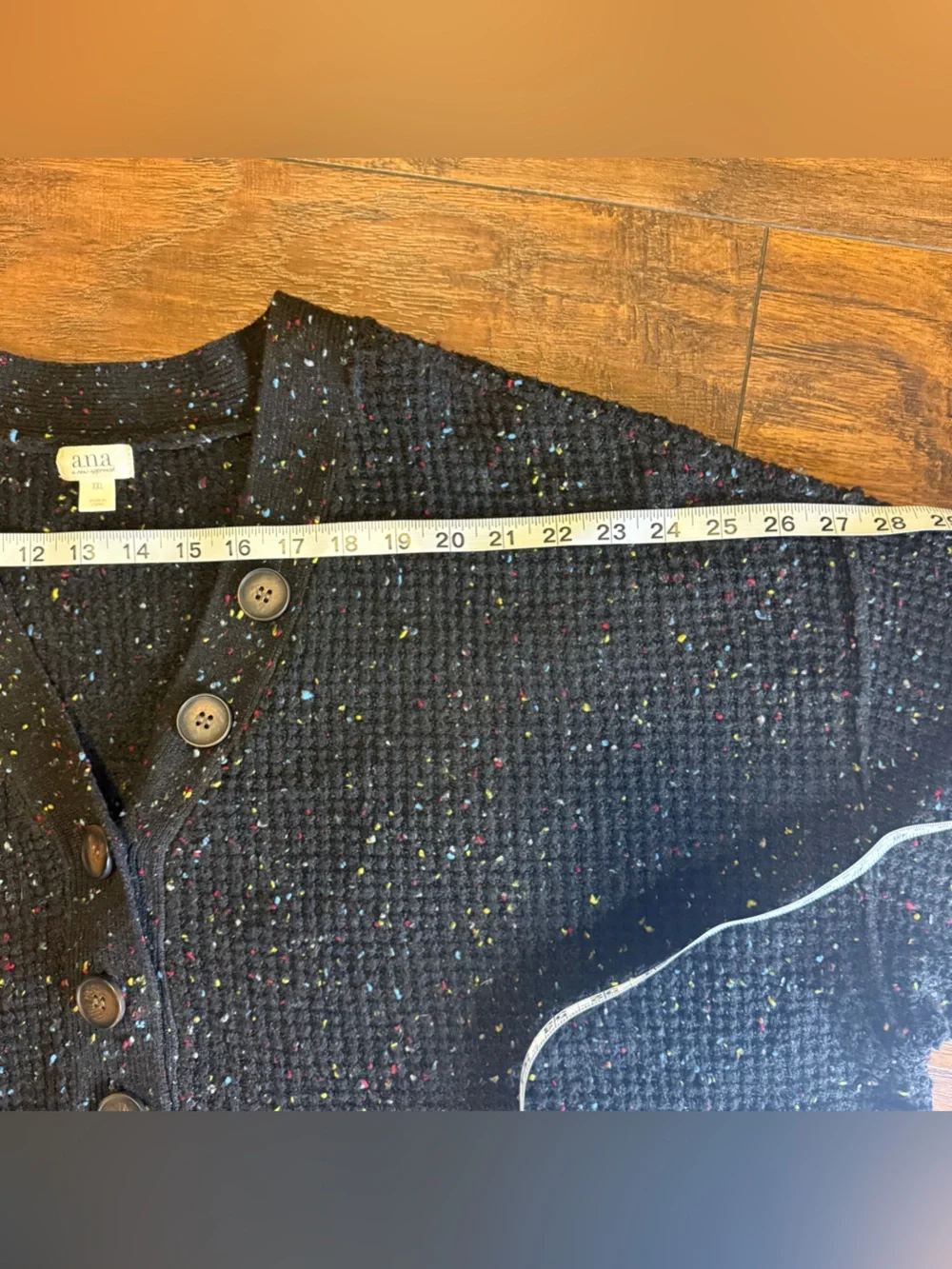Black Speckled Chunky Knit Henley Sweater XXL Boho Chic Cozy Winter Pullover
